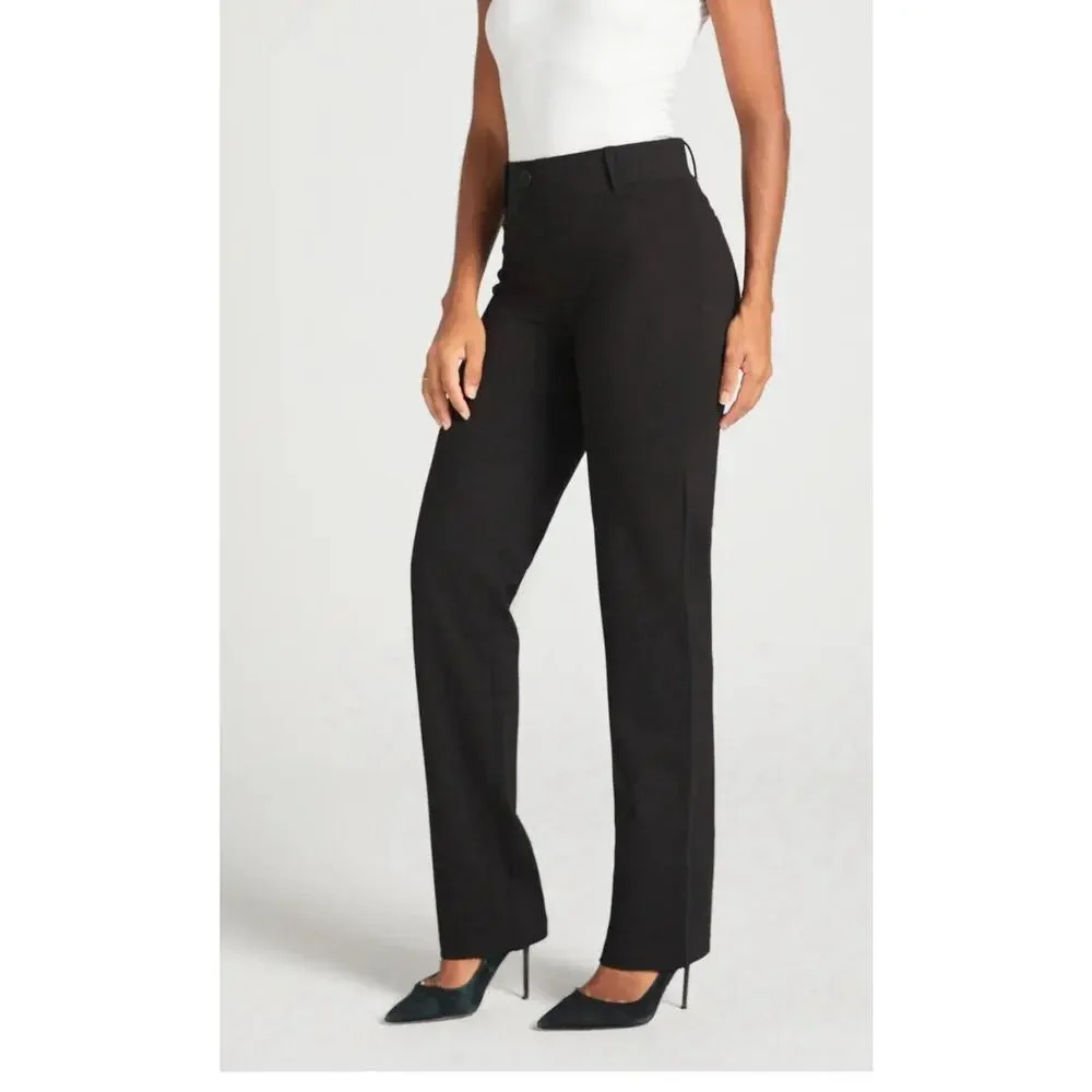 Betabrand Classic Dress Straight Yoga Pants Black Stretch Womens Large Petite